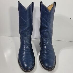 Nocona Women's 7 A Blue Leather Western Roper Cowboy Boots Vtg Made in USA